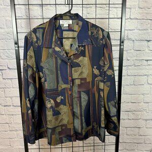 Vintage Truffles by YB Abstract Button-Up Blouse | Made in USA | Size 20W